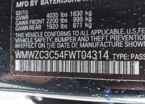 2015 Mini Countryman Cooper S z USA, uszkodzony, nr VIN WMWZC3C54FWT04314